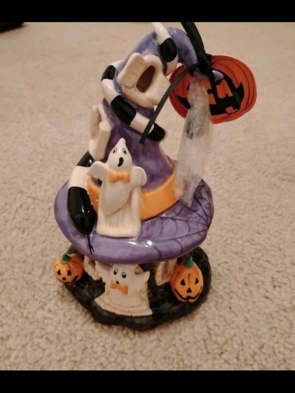 Blue Sky Clayworks Halloween SPOOKY GHOST WITCH HAT Candle House - NEW w/ Tag